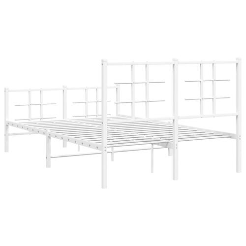 Sengeramme med sengegavl og fodgærde 120x200 cm metal hvid