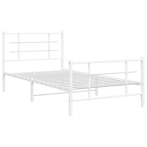 Sengeramme med sengegavl og fodgærde 107x203 cm metal hvid