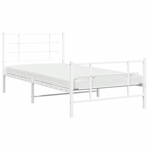 Sengeramme med sengegavl og fodgærde 107x203 cm metal hvid