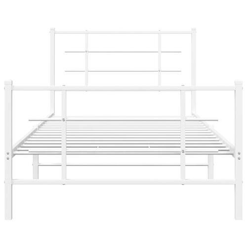 Sengeramme med sengegavl og fodgærde 107x203 cm metal hvid
