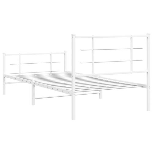 Sengeramme med sengegavl og fodgærde 107x203 cm metal hvid