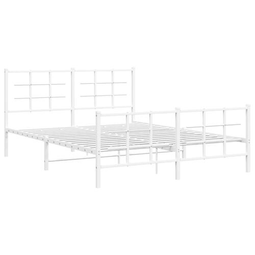 Sengeramme med sengegavl og fodgærde 150x200 cm metal hvid