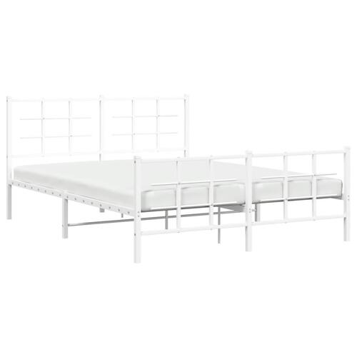 Sengeramme med sengegavl og fodgærde 150x200 cm metal hvid