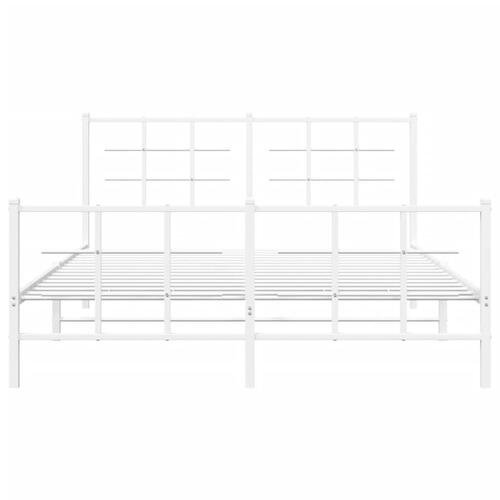 Sengeramme med sengegavl og fodgærde 150x200 cm metal hvid