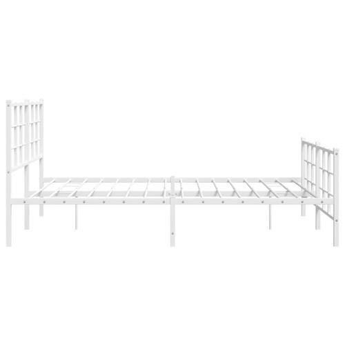 Sengeramme med sengegavl og fodgærde 150x200 cm metal hvid