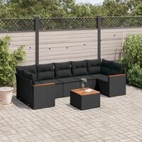 Sofasæt til haven 8 dele med hynder polyrattan sort
