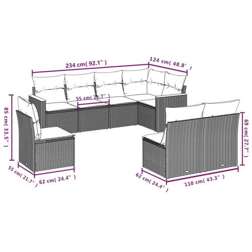 Sofasæt til haven 8 dele med hynder polyrattan beige