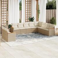 Sofasæt til haven 10 dele med hynder polyrattan beige