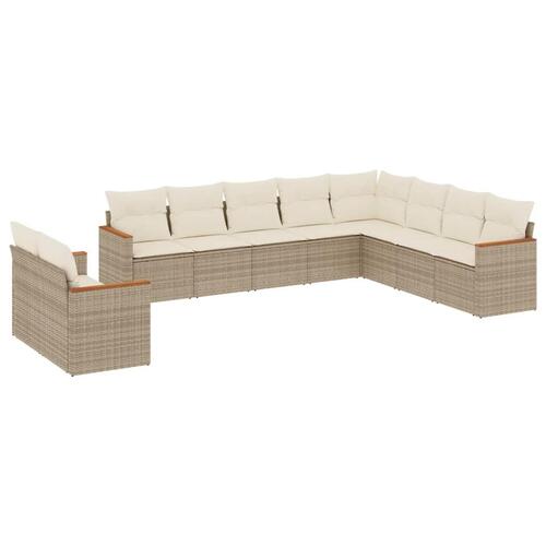 Sofasæt til haven 10 dele med hynder polyrattan beige