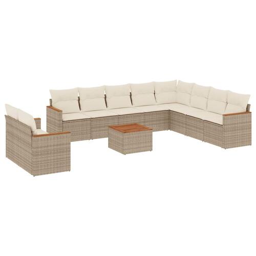 Sofasæt til haven 11 dele med hynder polyrattan beige