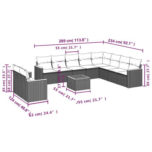Sofasæt til haven 11 dele med hynder polyrattan beige