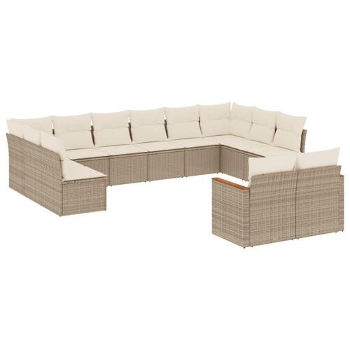 Sofasæt til haven 12 dele med hynder polyrattan beige