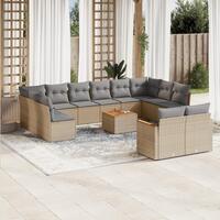 Sofasæt til haven 13 dele med hynder polyrattan beige