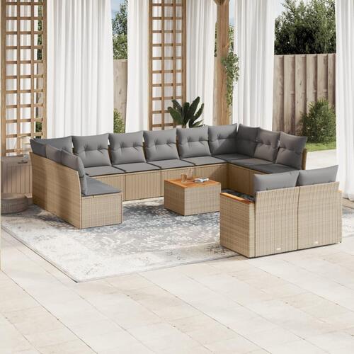 Sofasæt til haven 13 dele med hynder polyrattan beige