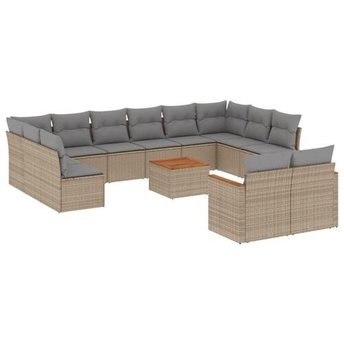 Sofasæt til haven 13 dele med hynder polyrattan beige