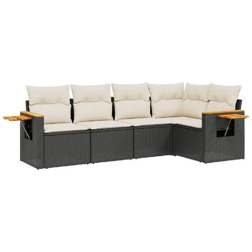 Sofasæt til haven 5 dele med hynder polyrattan sort