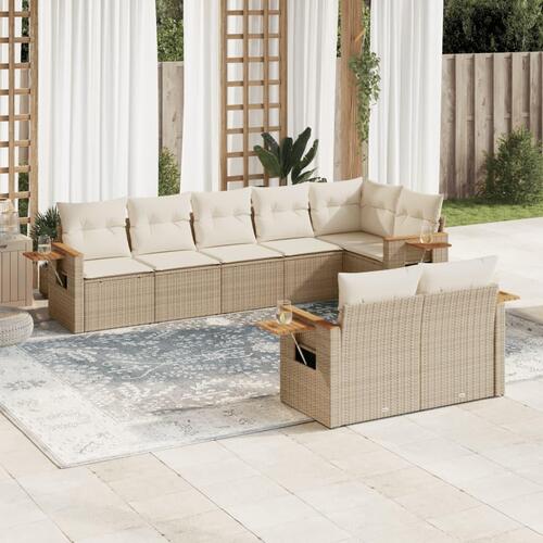 Sofasæt til haven 8 dele med hynder polyrattan beige