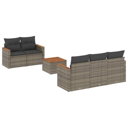 Sofasæt til haven 6 dele med hynder polyrattan grå