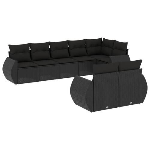 Sofasæt til haven 8 dele med hynder polyrattan sort
