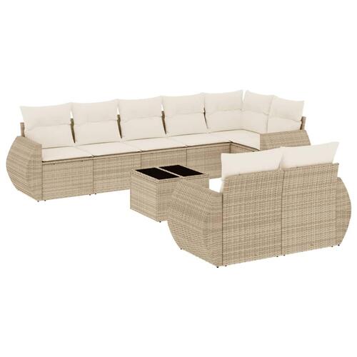 Sofasæt til haven 9 dele med hynder polyrattan beige