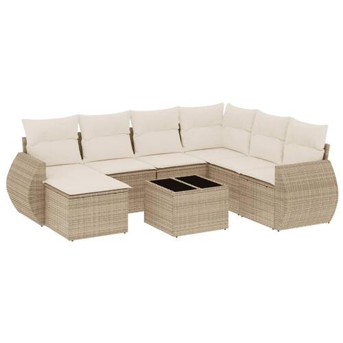 Sofasæt til haven 8 dele med hynder polyrattan beige