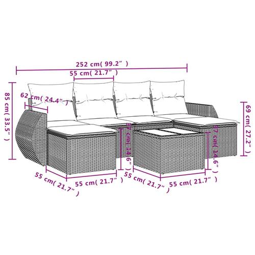 Sofasæt til haven 7 dele med hynder polyrattan beige