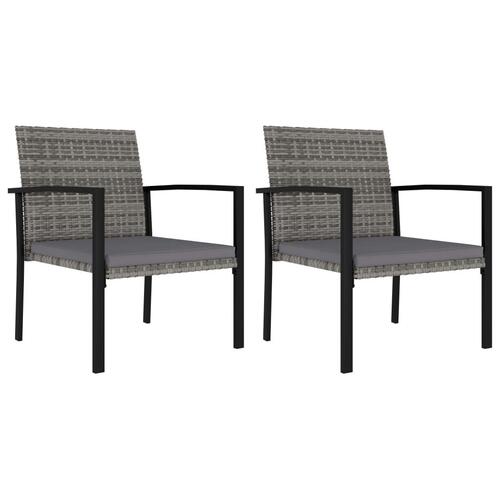 Havestole 2 stk. polyrattan grå
