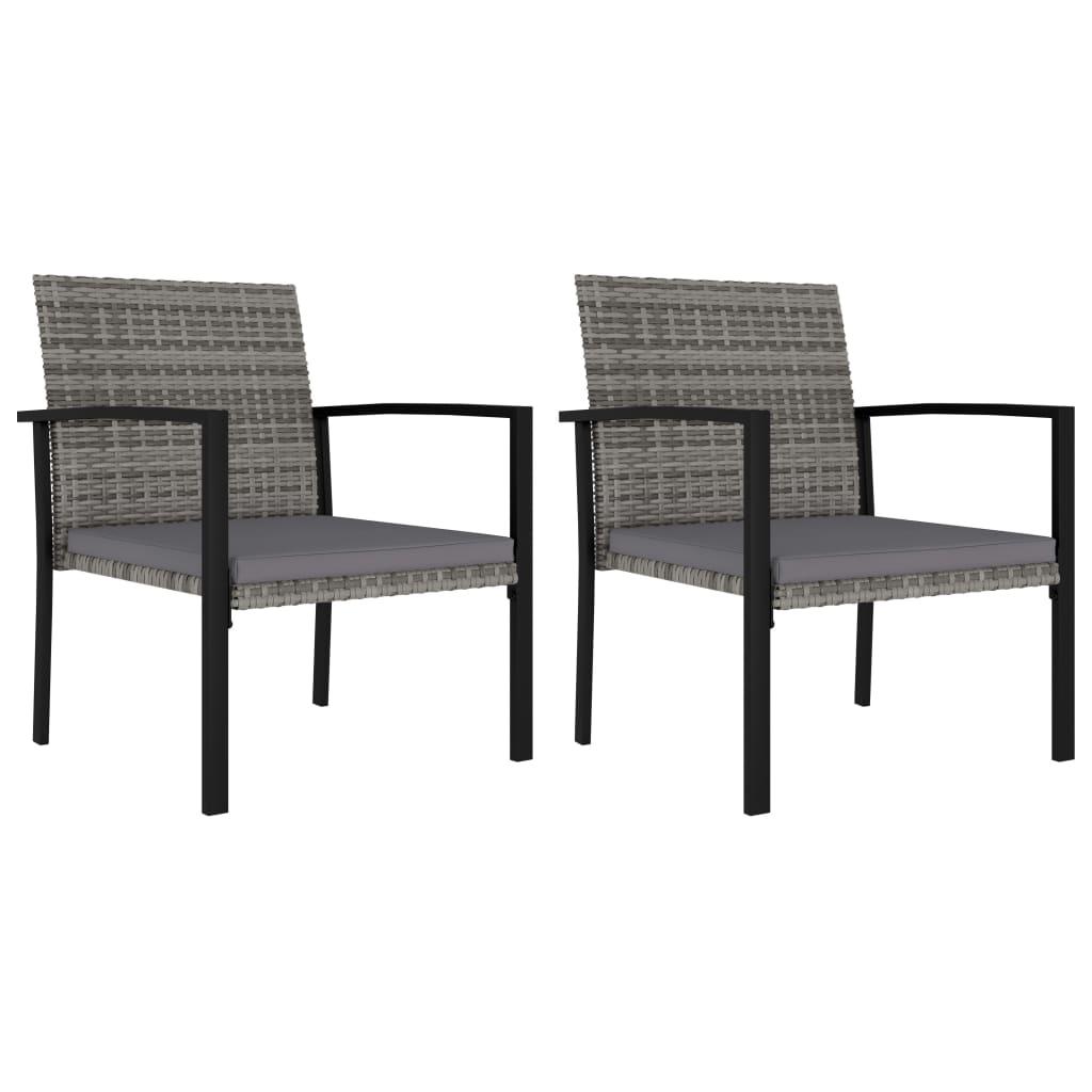 Havestole 2 stk. polyrattan grå