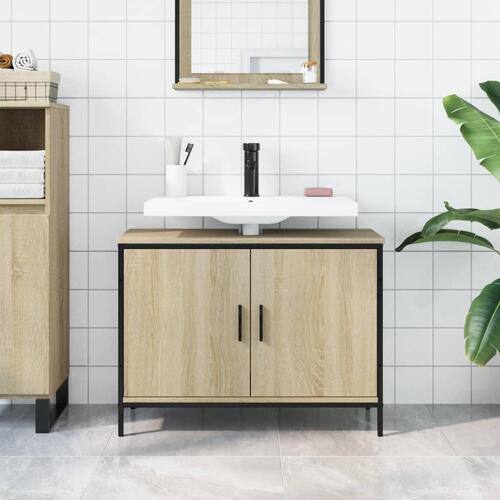 Underskab til håndvask 80x30x60 cm konstrueret træ sonoma-eg