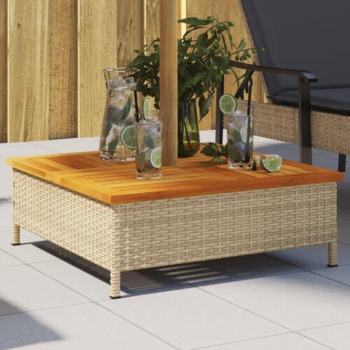Skjuler til parasolfod 70x70x25 cm polyrattan + akacietræ beige