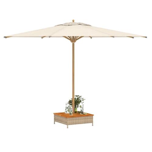 Skjuler til parasolfod 70x70x25 cm polyrattan + akacietræ beige