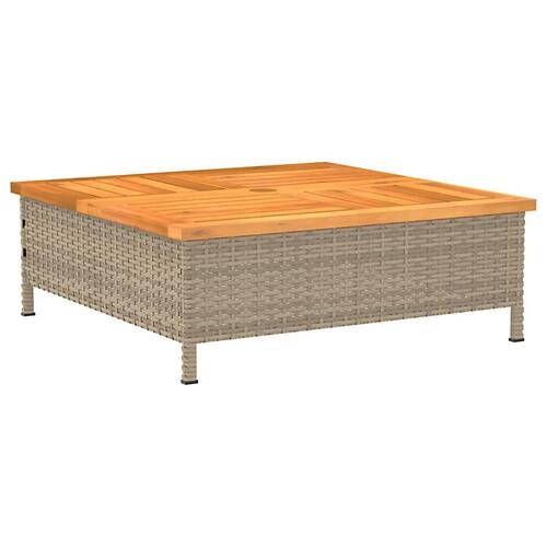 Skjuler til parasolfod 70x70x25 cm polyrattan + akacietræ beige
