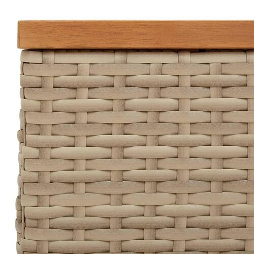 Skjuler til parasolfod 70x70x25 cm polyrattan + akacietræ beige