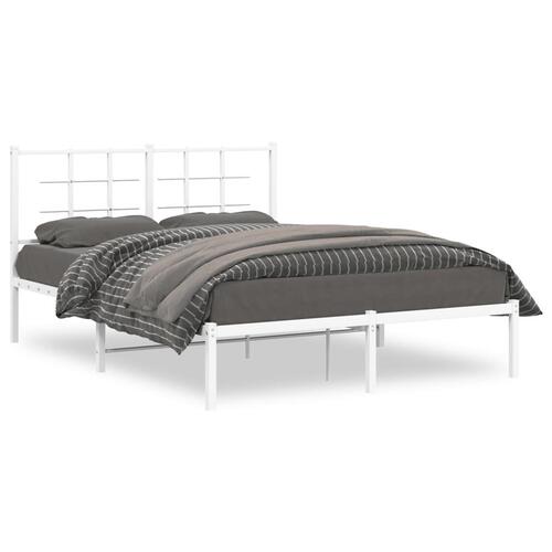 Sengeramme med sengegavl 140x190 cm metal hvid