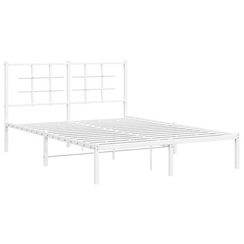 Sengeramme med sengegavl 140x190 cm metal hvid