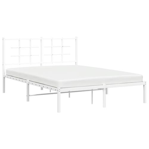 Sengeramme med sengegavl 140x190 cm metal hvid