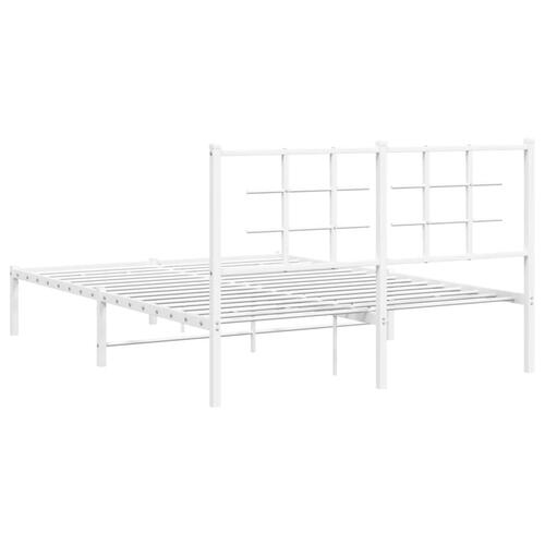 Sengeramme med sengegavl 140x190 cm metal hvid