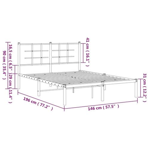 Sengeramme med sengegavl 140x190 cm metal hvid