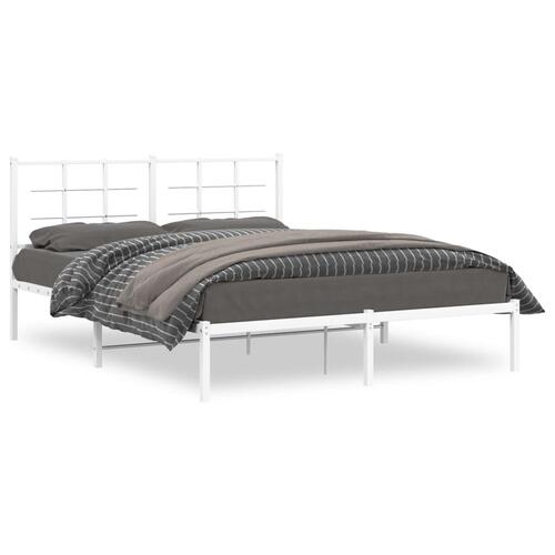 Sengeramme med sengegavl 150x200 cm metal hvid