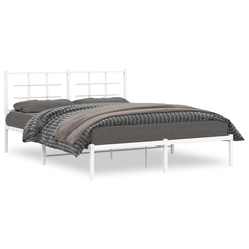 Sengeramme med sengegavl 150x200 cm metal hvid