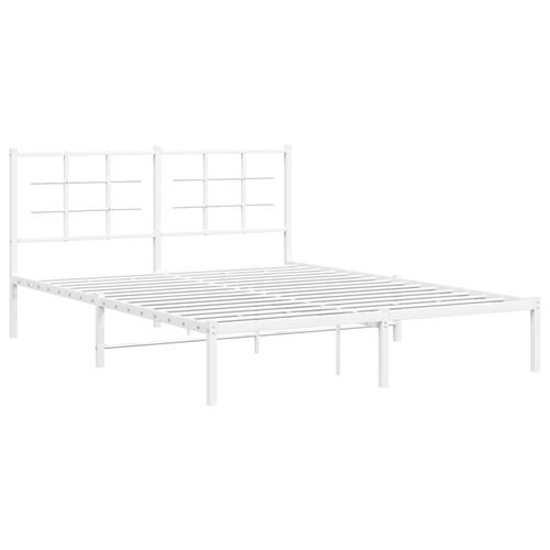 Sengeramme med sengegavl 150x200 cm metal hvid
