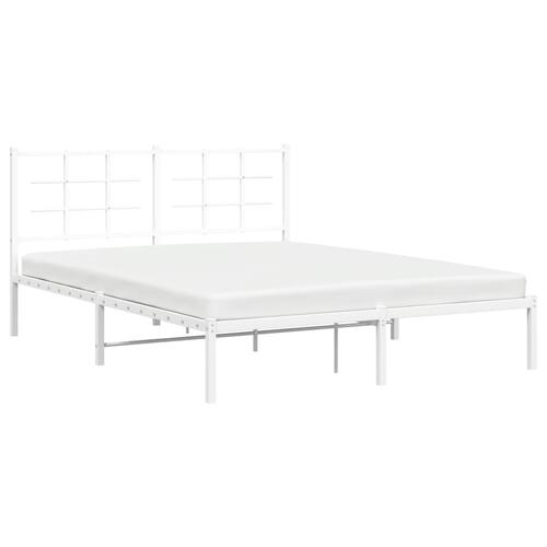 Sengeramme med sengegavl 150x200 cm metal hvid