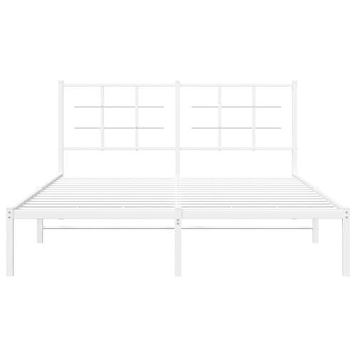 Sengeramme med sengegavl 150x200 cm metal hvid
