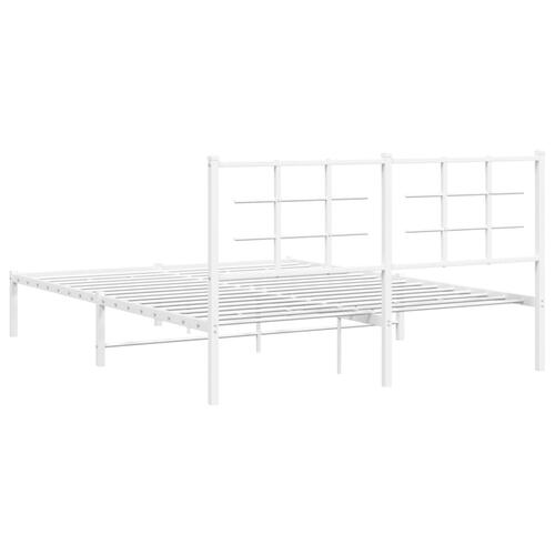 Sengeramme med sengegavl 150x200 cm metal hvid