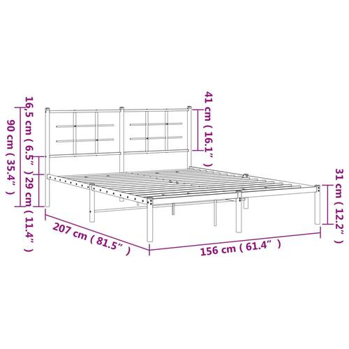 Sengeramme med sengegavl 150x200 cm metal hvid