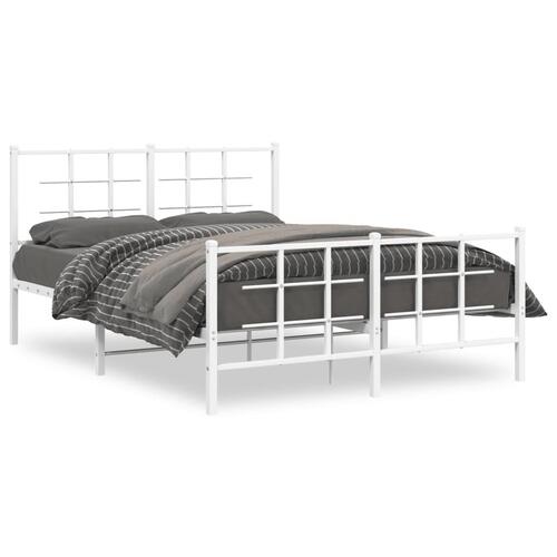 Sengeramme med sengegavl og fodgærde 135x190 cm metal hvid
