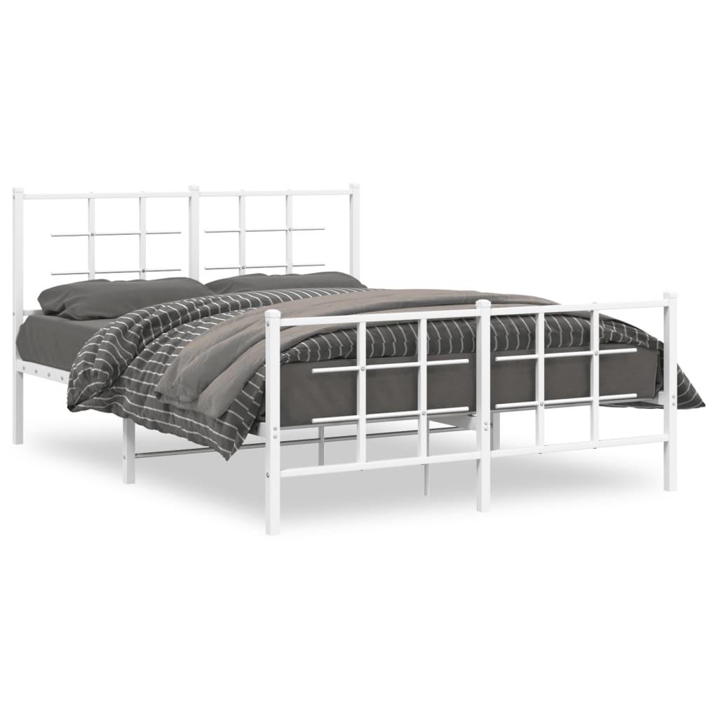 Sengeramme med sengegavl og fodgærde 135x190 cm metal hvid