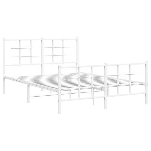 Sengeramme med sengegavl og fodgærde 135x190 cm metal hvid
