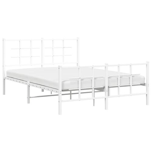 Sengeramme med sengegavl og fodgærde 135x190 cm metal hvid