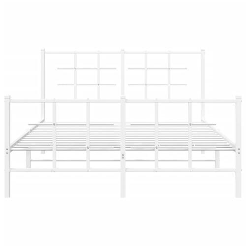 Sengeramme med sengegavl og fodgærde 135x190 cm metal hvid